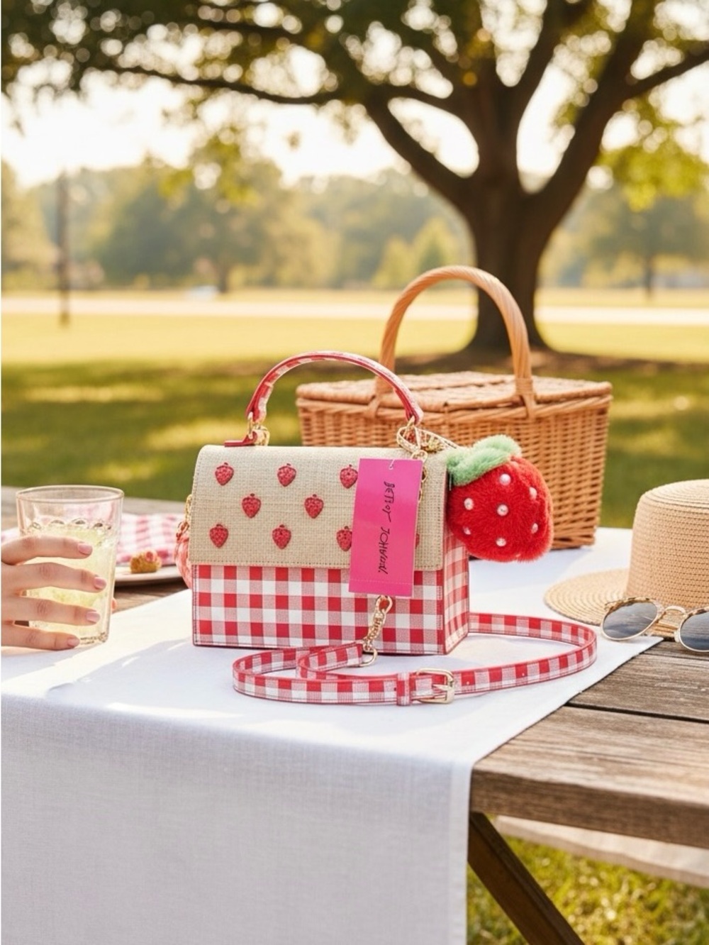 Betsey Johnson “Mylo” Mini Crossbody with Strawberries and Charm - Picture 7 of 7